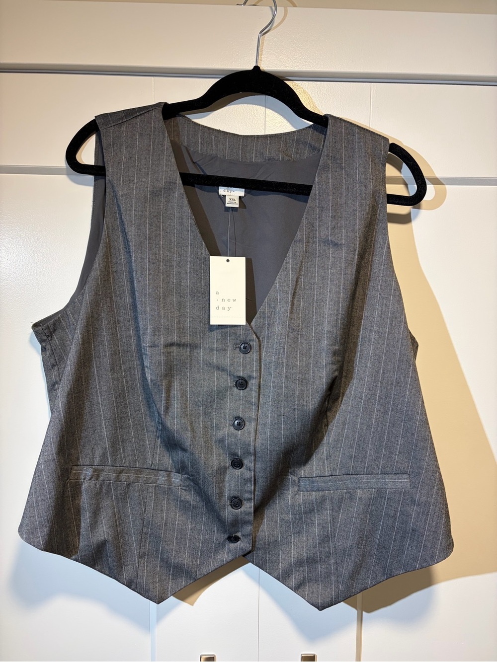 a new day Gray Pinstripe Sleeveless Vest